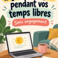 Femme souriante travaillant sur son ordinateur depuis chez elle pour gagner de l'argent pendant son temps libre.
