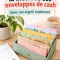 Femme analysant son budget avec un système d'enveloppes et des billets de banque.