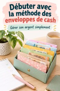 Femme analysant son budget avec un système d'enveloppes et des billets de banque.