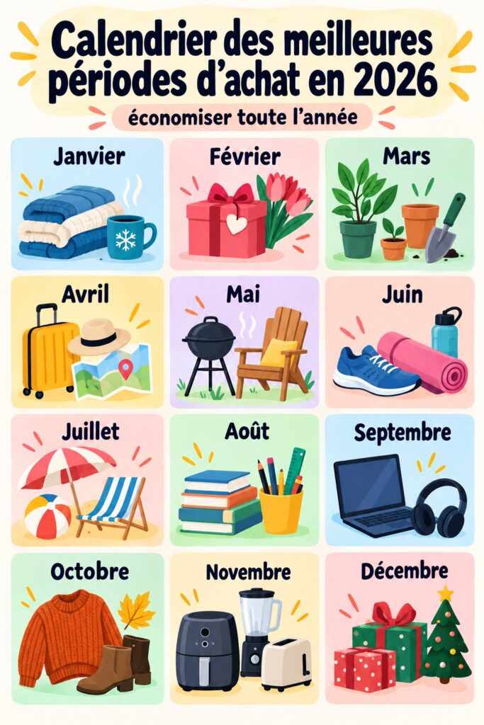Calendrier des meilleures périodes d'achat en 2026.