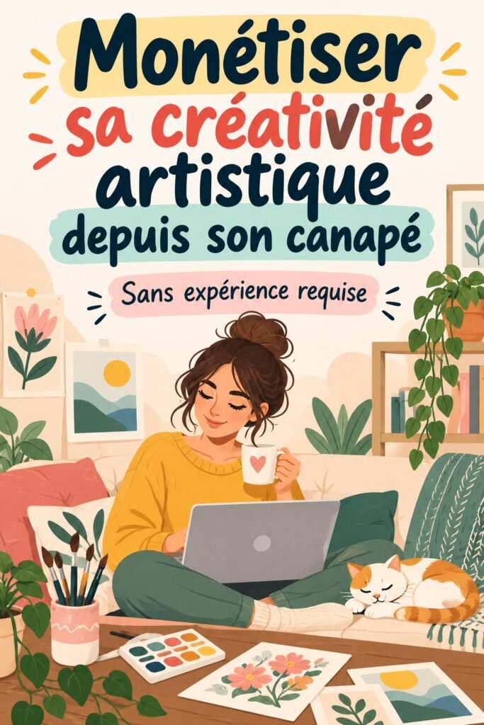 Femme souriante dessinant à son bureau, montrant sa créativité artistique.