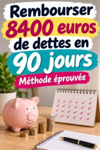 Femme souriante regardant des notes de budget avec un verre de thé