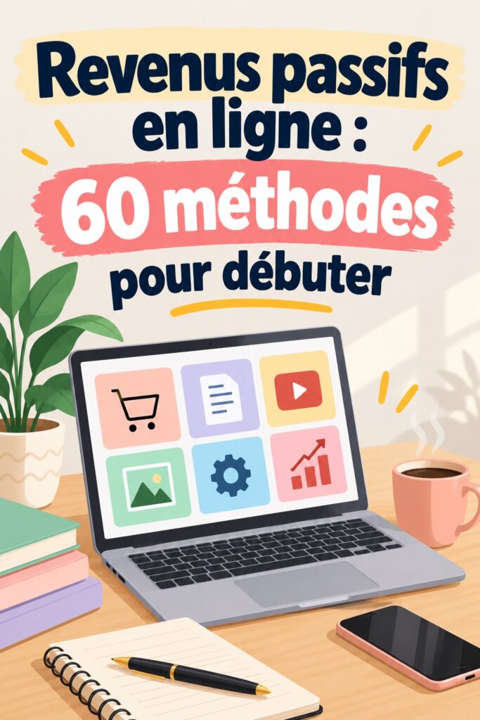 Une femme souriante travaillant sur son ordinateur portable en explorant des idées de revenus passifs en ligne